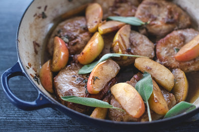 Sage Brown Butter Pork Chops with Apples and Shallot