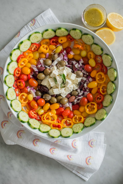 Rainbow Greek Salad with Lemon Greek Dressing