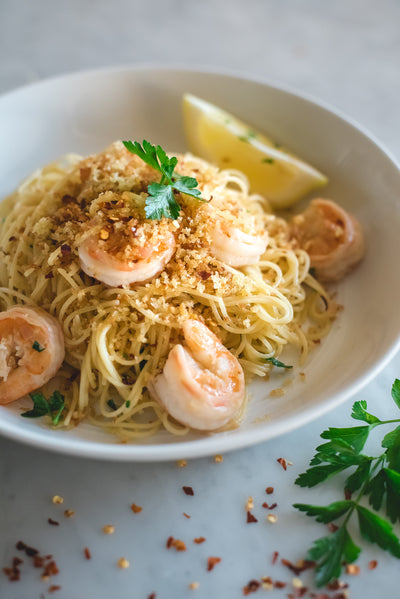 Shrimp Scampi Pasta with Lemony Breadcrumbs