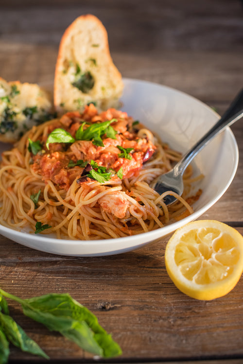 Spicy Tuna Spaghetti with Liokareas Organic Kalamata Olives, Capers, and Anchovies