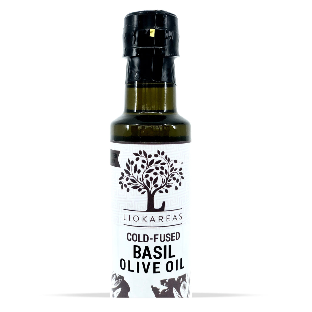 Greek Extra Virgin Olive Oil - Cold Fused Basil Greek EVOO - Liokareas