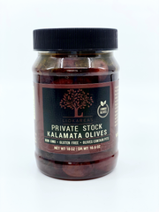 Liokareas Private Stock Kalamata Olives - Net Weight 18oz - Dried Weight 10.6oz